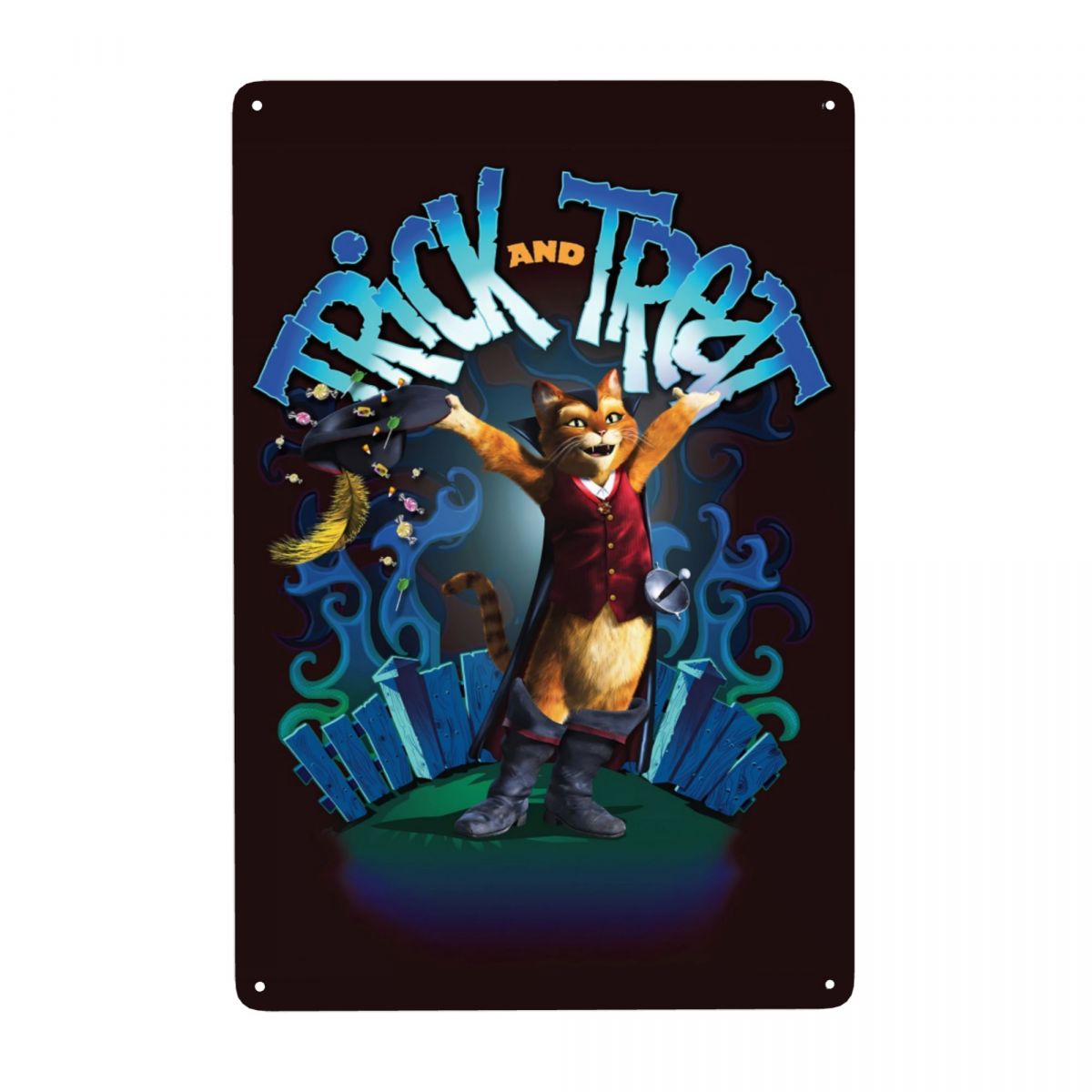Trick and Treat Metal Tin Sign 12x8 Inches