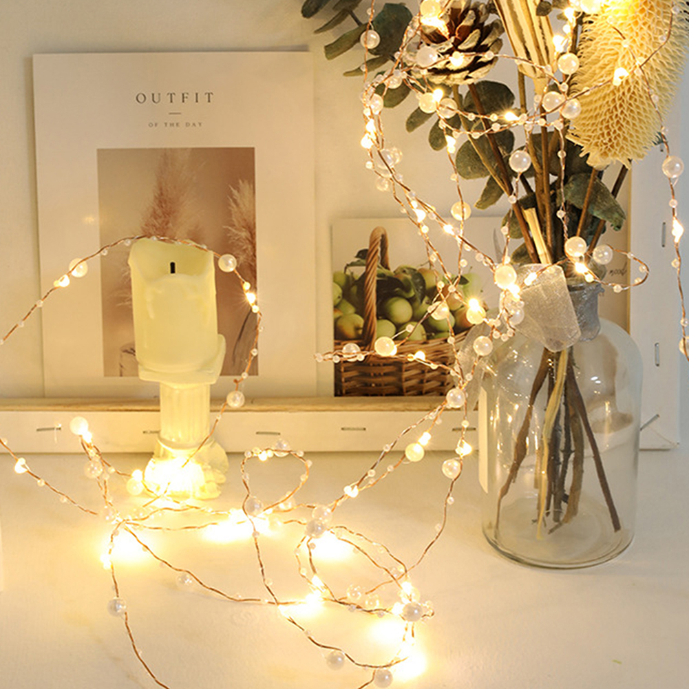 

Battery Operated LED Pearl String Lights Party Decor Copper Wire Fairy Lamp, 501 Original