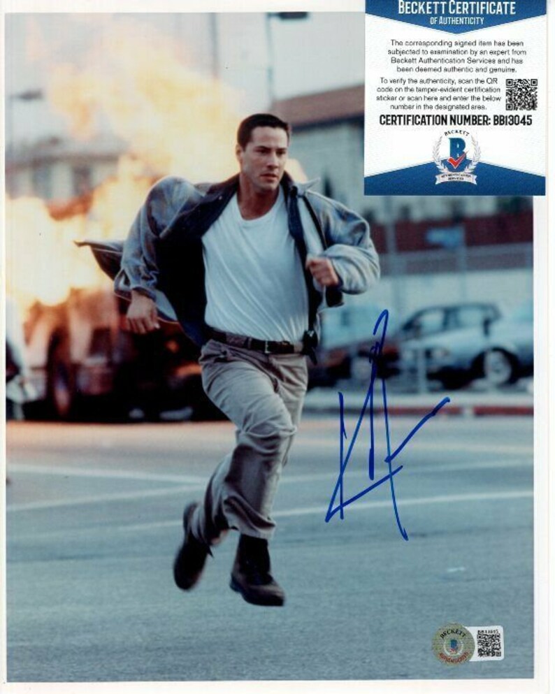 Keanu reeves signed 8x10 speed jack traven Photo Poster painting beckett bas