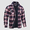 Men's Flannel Shirt Jacket Long Sleeve Quilted Lined Plaid Coat Button Down Thick Outwear for Winter