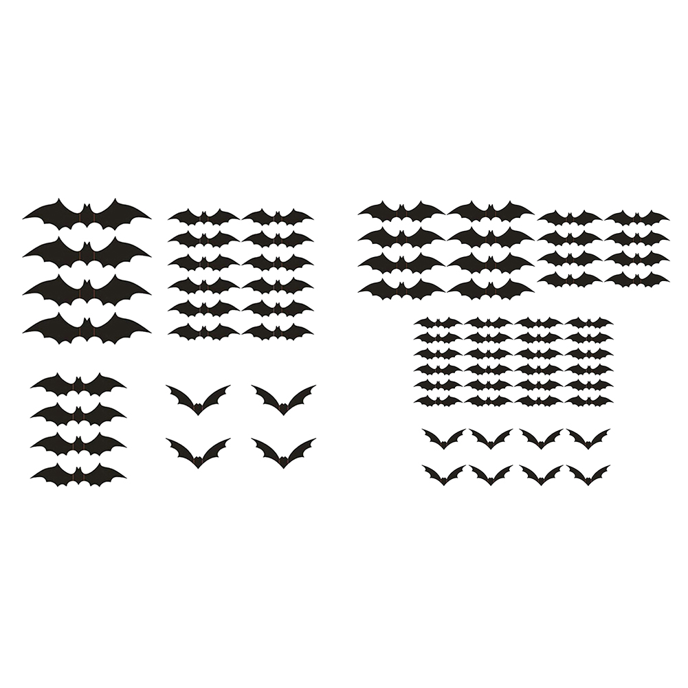 

24/48pcs Halloween Decoration Scary 3D Black Bat Sticker Bar KTV Wall Decal, 501 Original