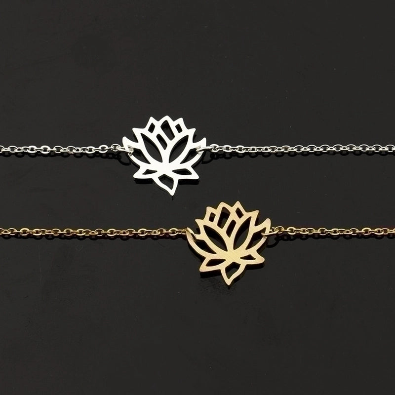Simple Rose Gold Bracelet Stainless Steel Lotus Bracelet
