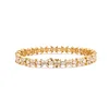 18K Yellow Gold Marquise Cut & Round Cut Lab Diamond Floral Tennis Bracelet