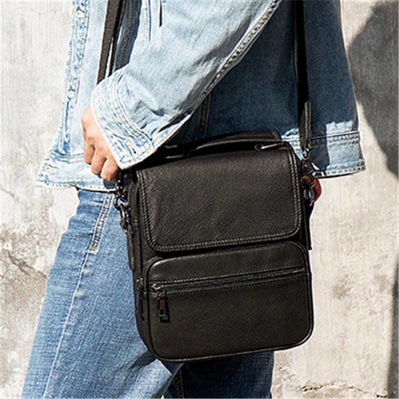 Mens Classic Business Casual Briefcase Handbagas Leather Shoulder Packs