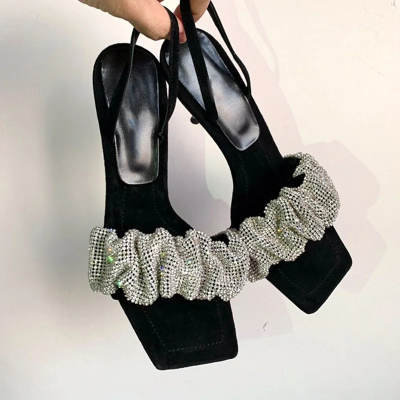 Cartoonh Star style Luxury Rhinestones Women Sandals Elegant stiletto High heels Slingback Gladiator sandals Summer Party Prom shoes
