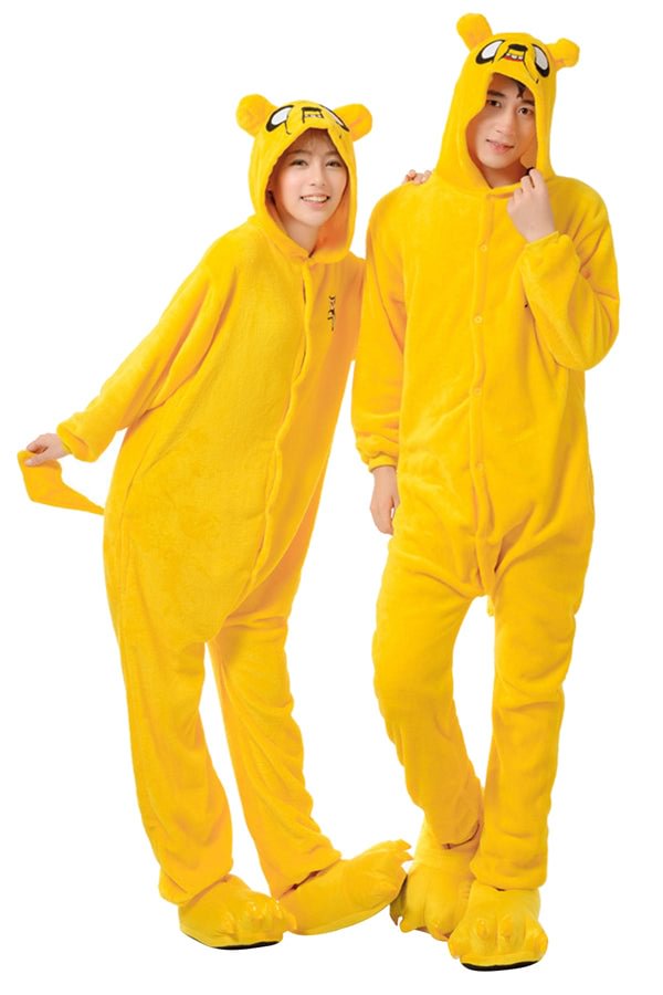 Cute Flannel Pajamas Halloween Jake Dog Jumpsuit Costume Yellow-elleschic