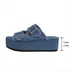 Gioiacombo&trade; Pantofole con zeppa con suola spessa in denim alla moda da donna