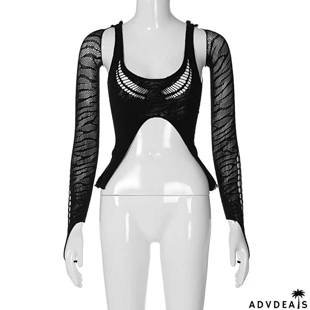 Sexy Bandeau Top long-sleeved two-piece set for women