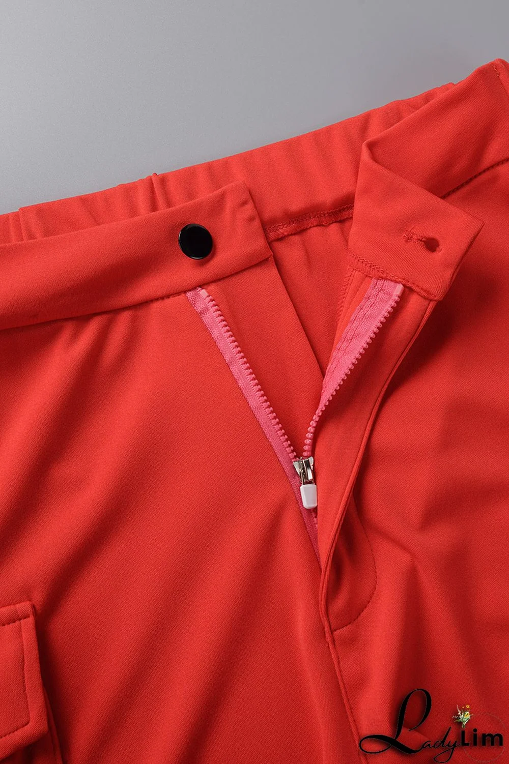 Red Casual Solid Patchwork Turndown Collar Short Sleeve Two Pieces