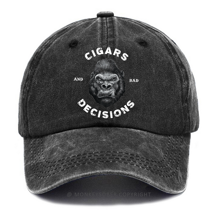 Cigars & Bad Decisions Washed Baseball Caps