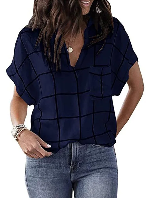 Women Half Sleeve V-neck Solid Color Dress