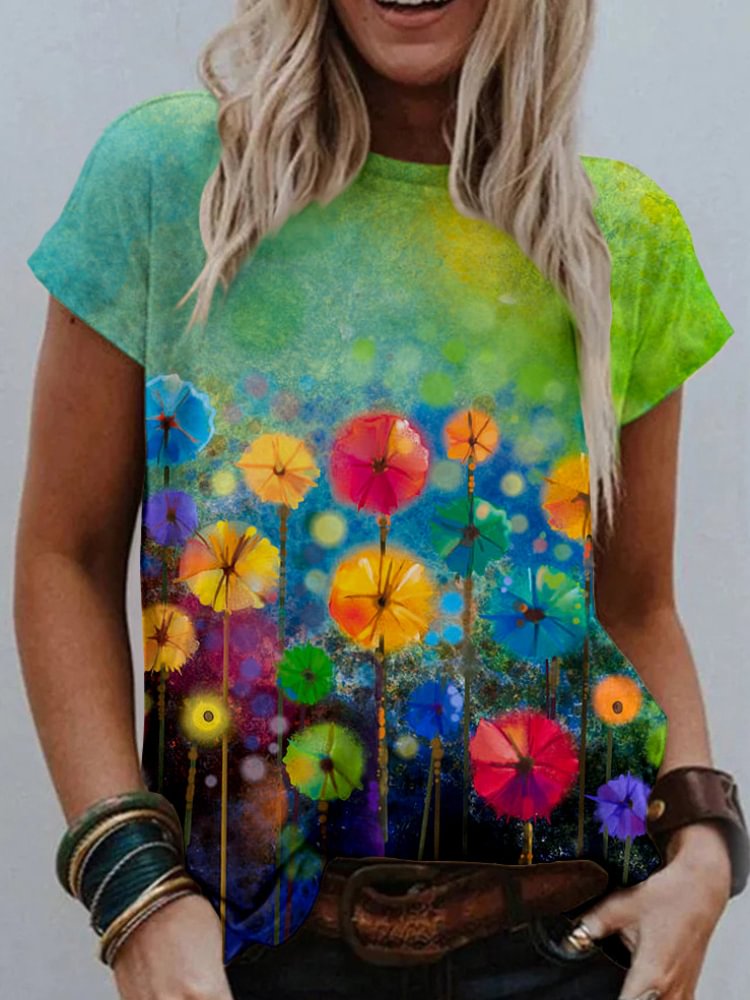 Artwishers Watercolor Dandelion Art Graphic T Shirt