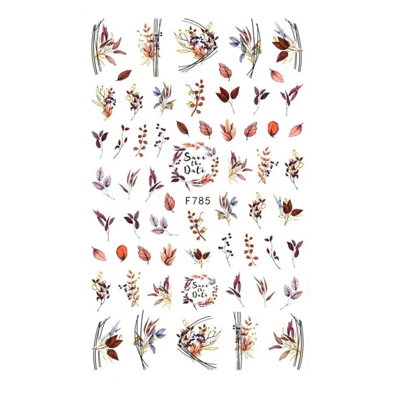 Churchf 1pcs Autumn Winter Nail Sticker Robin Snow Flower New Year Halloween Christmas 3D Decals Nail Art Design Decor Accessories-Nail Inspo