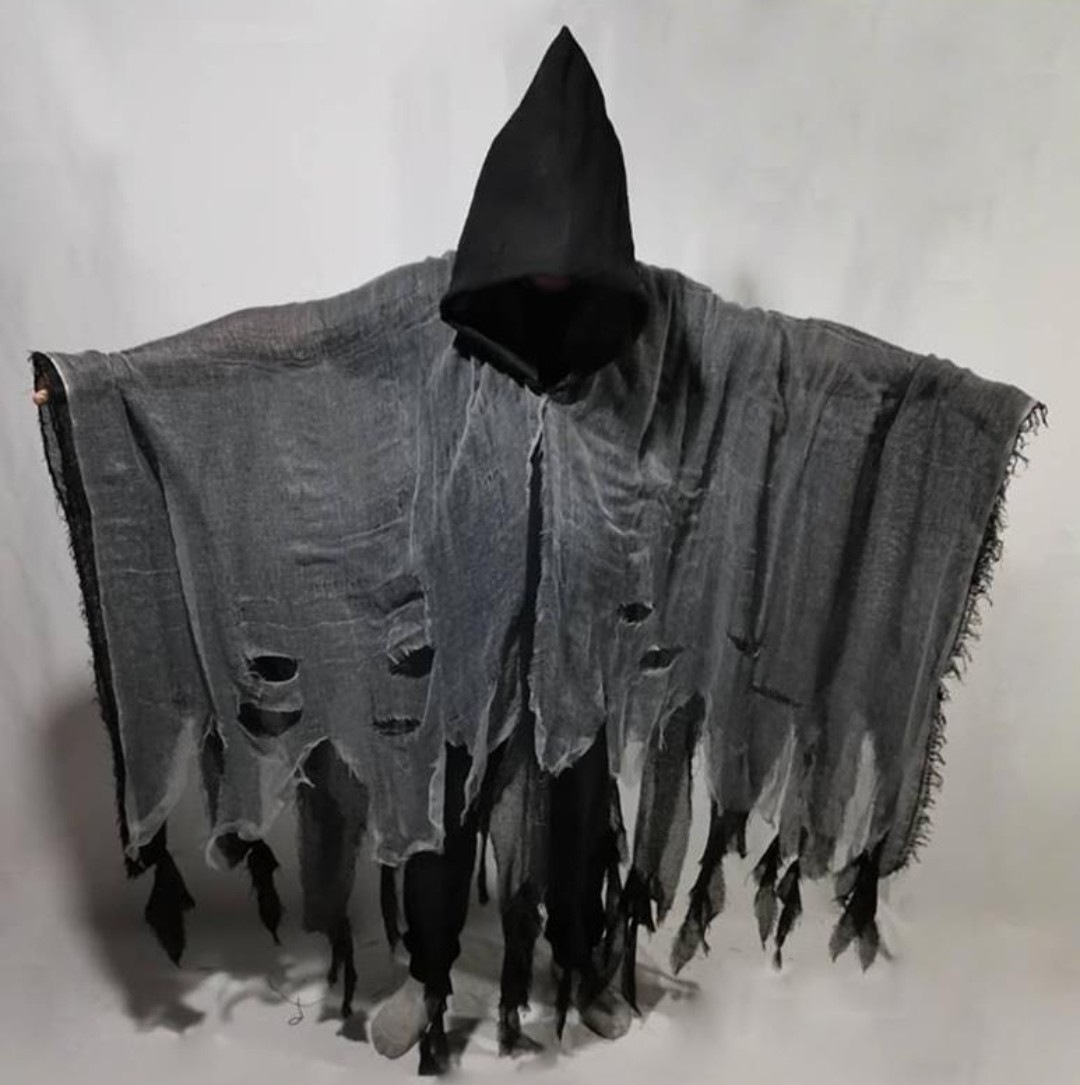 Spooky Halloween Tattered Hooded Cloak - Rough Cotton Linen Gauze Gothic Horror Cosplay Costume