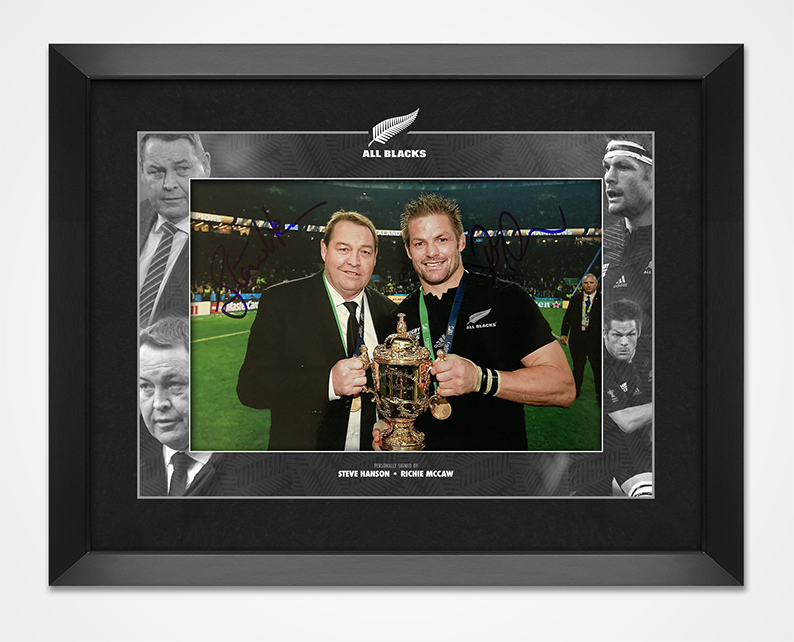 Richie McCaw & Steve Hansen Signed Framed 12X8 Photo Poster painting ALL BLACKS AFTAL COA