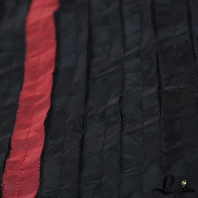 Summer Round Neck Patch Work Stripe Black Dress