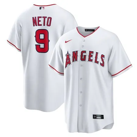 Men's Los Angeles Angels #9 Zach Neto  White Home Replica Jersey