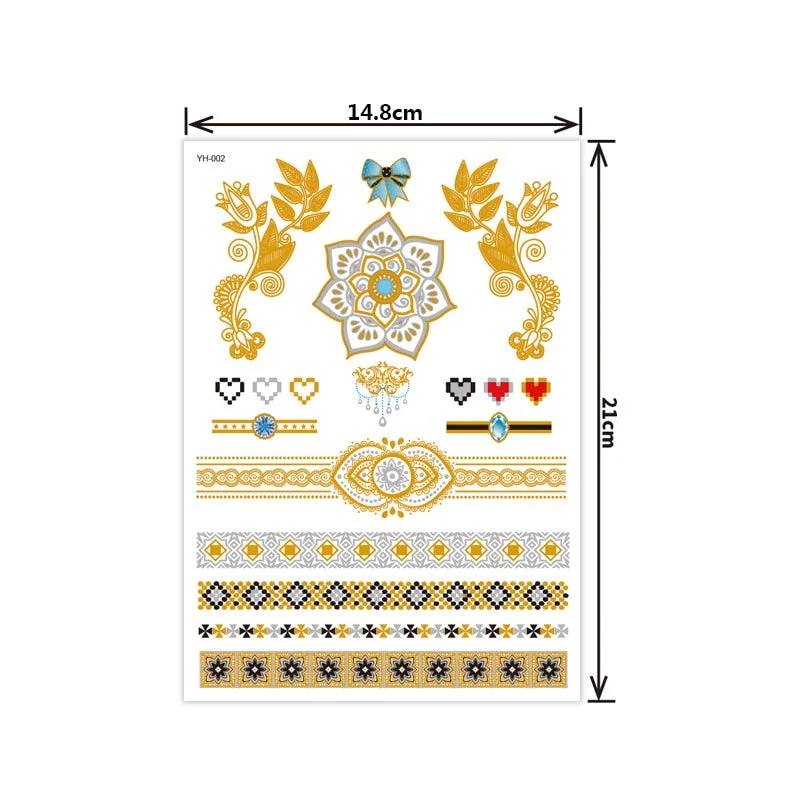 Hot bronzing tattoo stickers waterproof sweat not easy to smudge bronzing temporary tattoo stickers fashion tattoo stickers