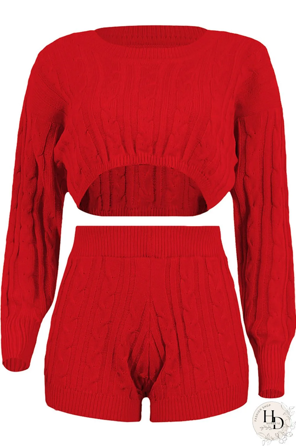 Orange Wool Europe and America Solid Two Piece Suits pencil Long Sleeve Two-Piece Short Set