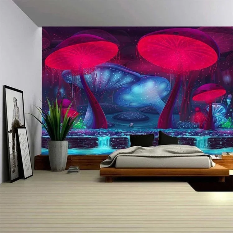 Mushroom Fantasy Forest Tapestry Bohemian Tapestry Mandala Hanging Hippie Wall Hanging Wall Tapestries Mandala Wall Room Decor