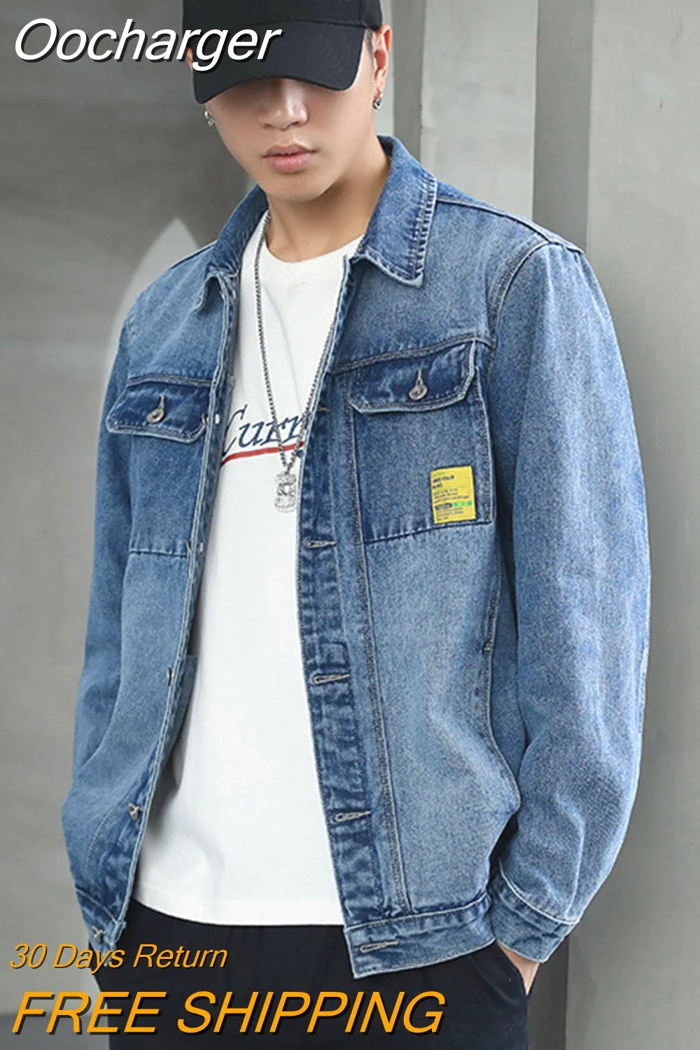 Oocharger Men's HIP HOP Denim Jacket New Fashion Trend Streetwear Korean Harajuku Style Jean Coat Male Casual Loose Jacket 5xl 6xl