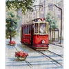 Street Scene In Paris-16CT Stamped Cross Stitch Egyptian Cotton 28*31cm/11.02*12.2in