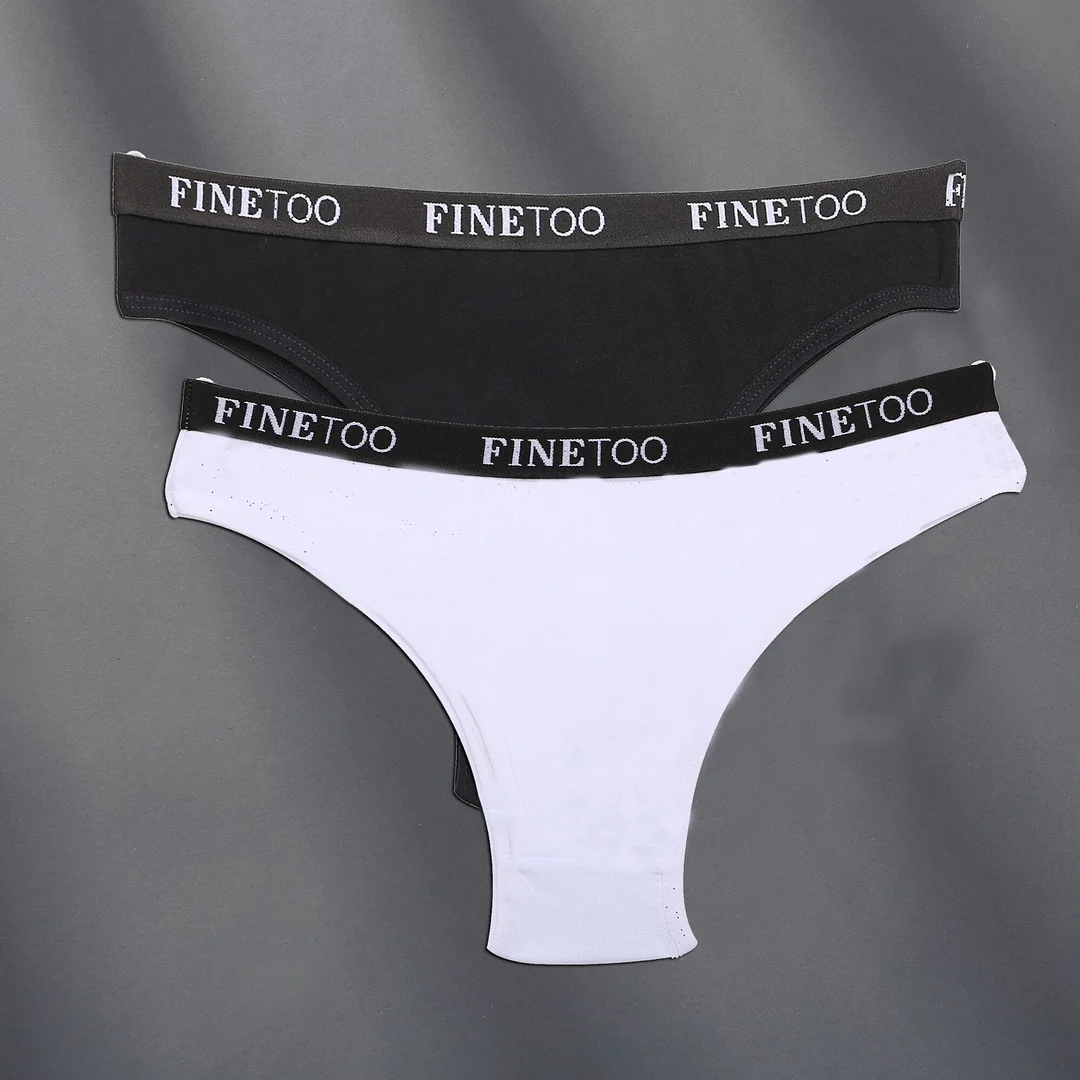 FINETOO 2PCS/Set Cotton Women Sexy Panties Letter Waisted Woman Underwear Fashion Underpant M-XL Female Girls Briefs Lingerie
