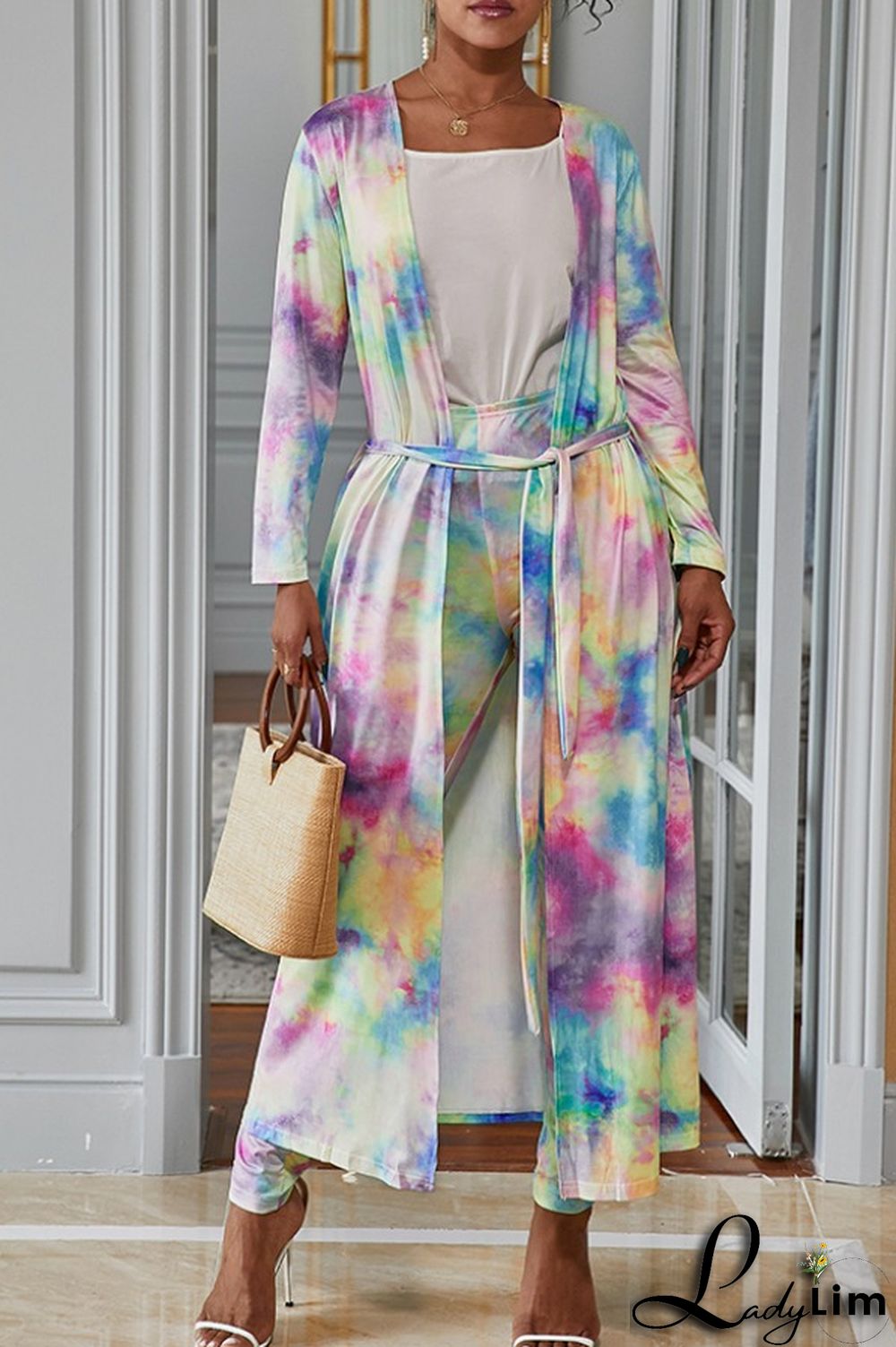 Camouflage Fashion Casual Street Vacation Print Printing cardigan Plus Size Two Pieces