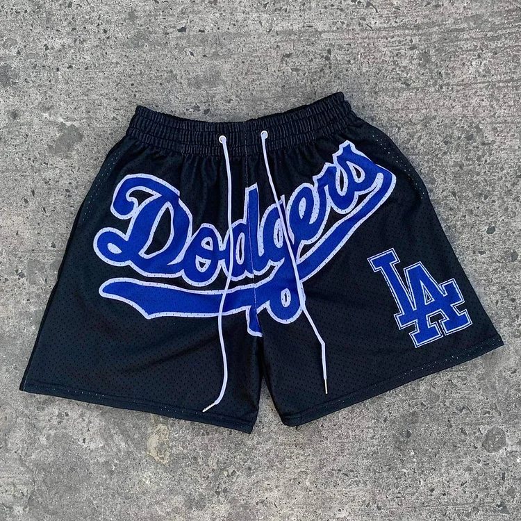 Los Angeles Print Mesh Drawstring Shorts