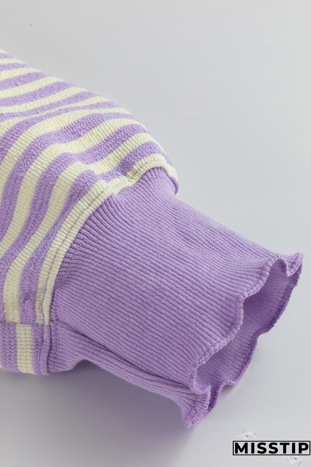 Purple Stripe Loose Drop Shoulder Long Sleeve Top