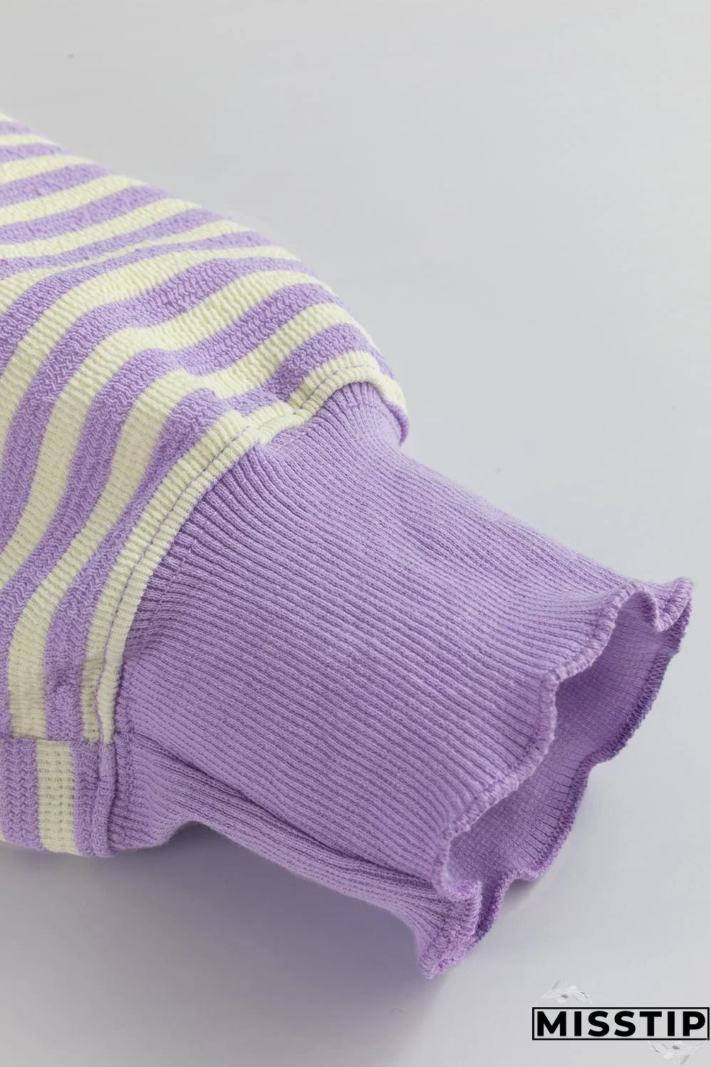 Purple Stripe Loose Drop Shoulder Long Sleeve Top