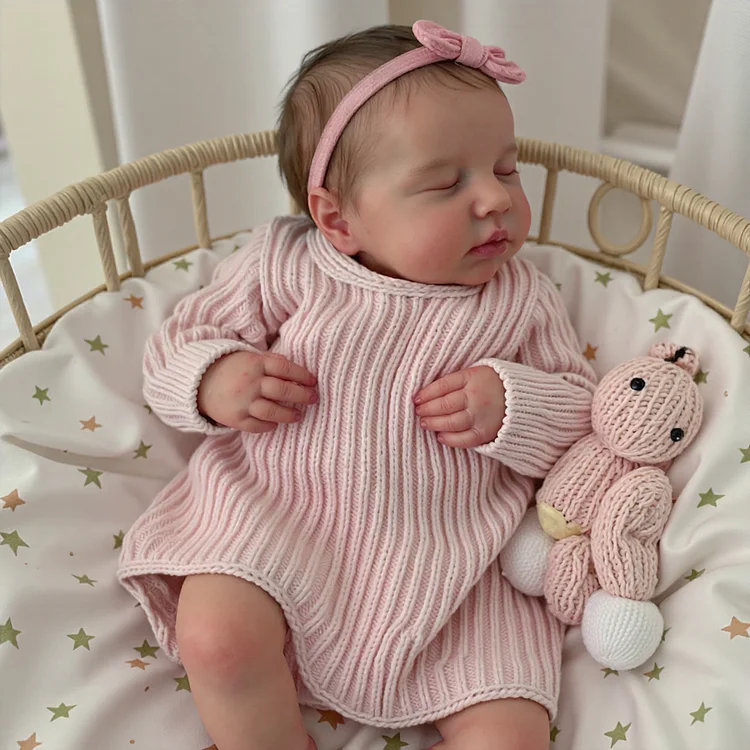 [3-7 Days Delivery][🔊Heartbeat Sound and Coos] 20" Handmade Lifelike Reborn Newborn Baby Sleeping Girl Named Dolishy, Looks Really Cute