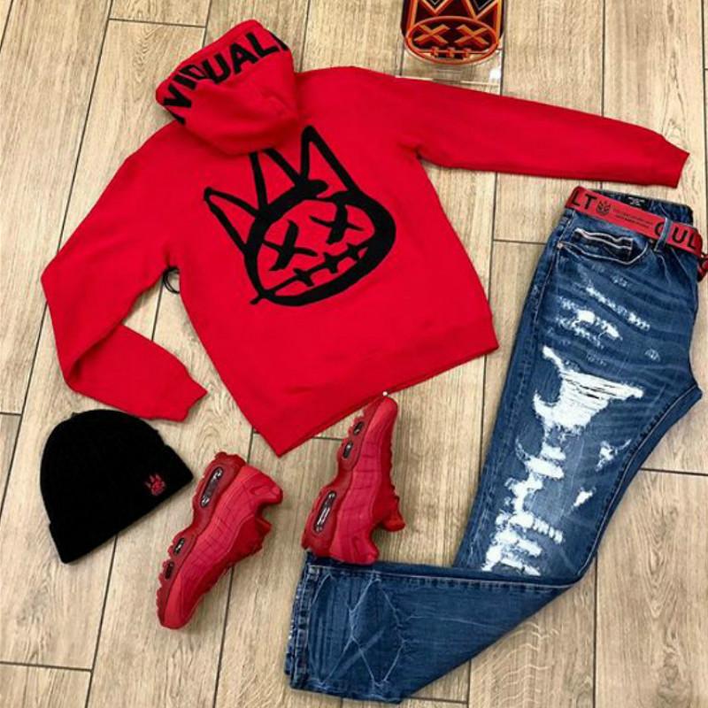 red streetwear hoodie