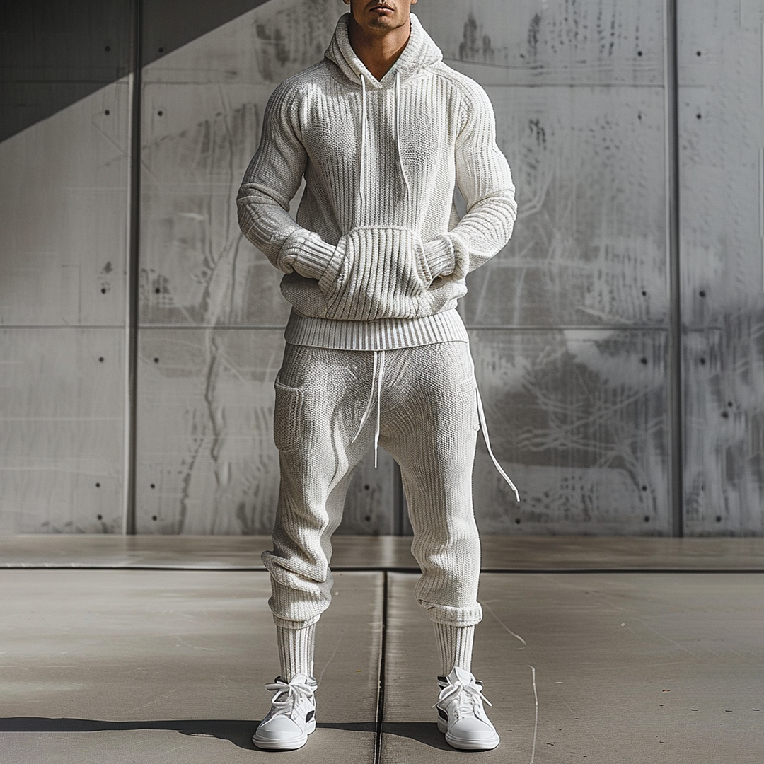Men's Knitted Hooded Long Sleeve Comfort Suit-inspireuse