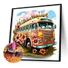 >SALE<5D DIY Full Round Drill Diamond Painting Pink Sunflower Bus Decor 30x30cm