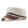 Men's Flat-top Leather Peaked Cap Military Cap Casual Sun Hat by Inlyline