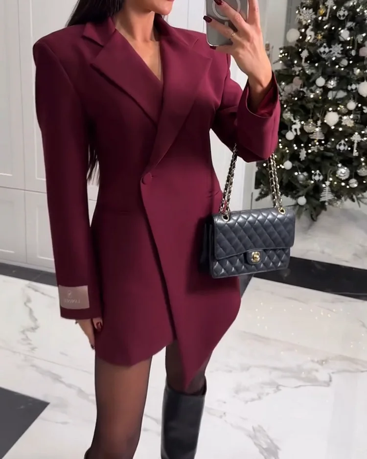 Women's solid color suit dress