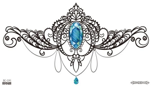 Sdrawing Temporary Tattoo Sticker leaf flower plant black sketch Fake Tatoo Breast Chest Back Belly Flash Tatto For Women Girl