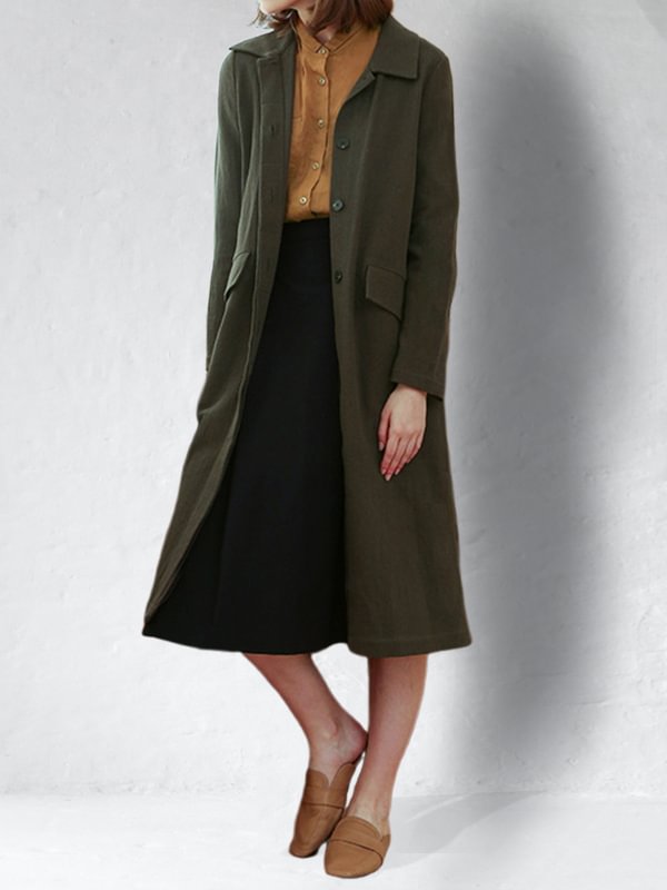 Comstylish Ramie Buttons Down Long Coat