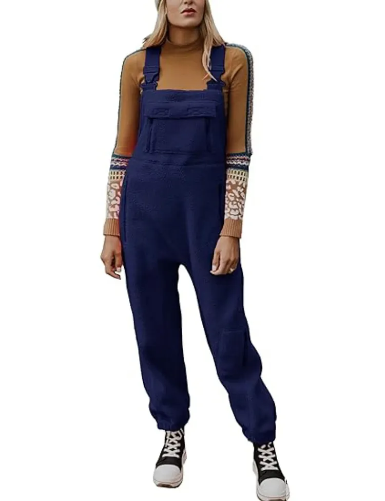 WOMEN'S FLEECE WARM OVERALLS LOOSE CASUAL JUMPSUITS (BUY 2 FREE SHIPPING)