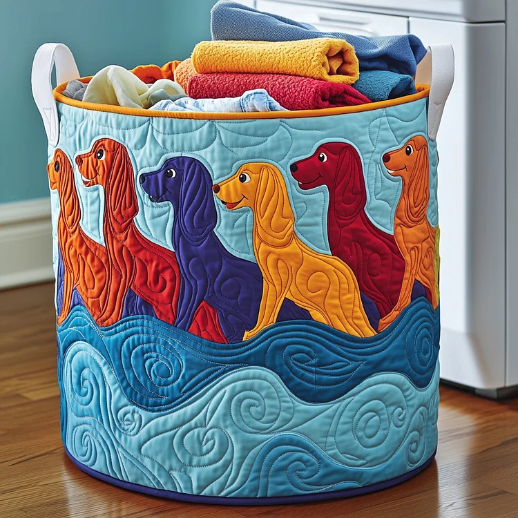 Surfing Dachshunds Quilted Laundry Basket GFTOYC882