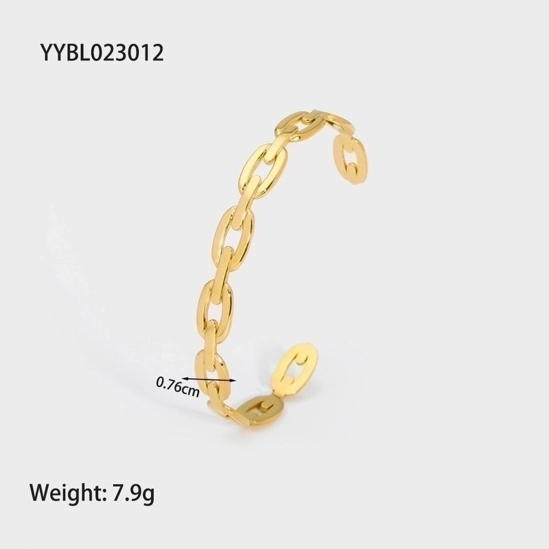Modern Style Geometric Heart Shape Snake 304 Stainless Steel 18K Gold Plated Bangle In Bulk