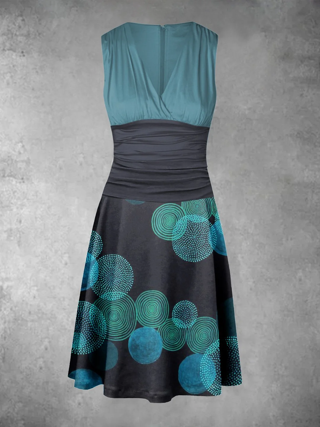 Summer Casual Geometric Pattern Polka Dots Cold Shoulder Holiday V Neck Knitting Dress | IFYHOME