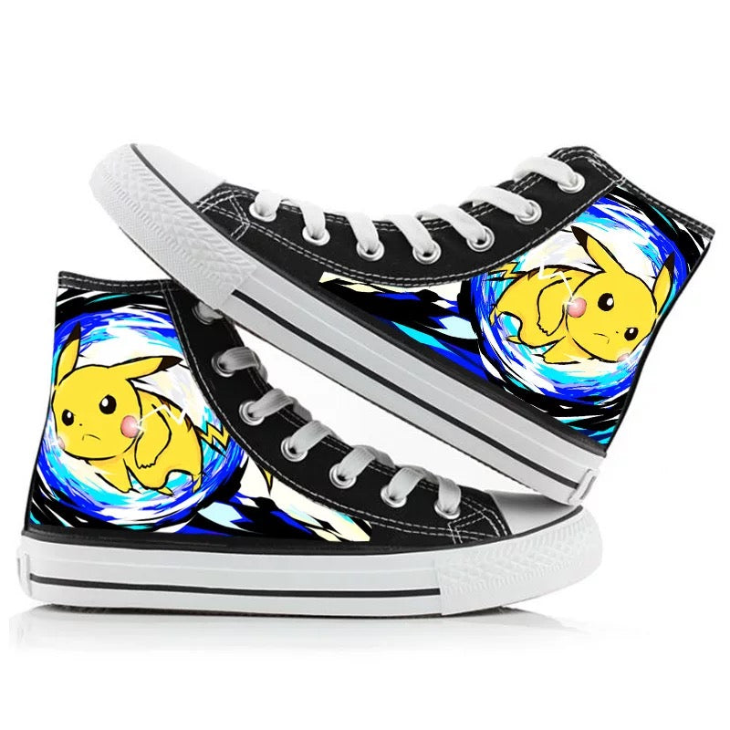 Mayoulove Anime Pocket Monster Pokemon Go Pikachu #5 High Top Canvas Sneakers Cosplay Shoes For Kids-Mayoulove
