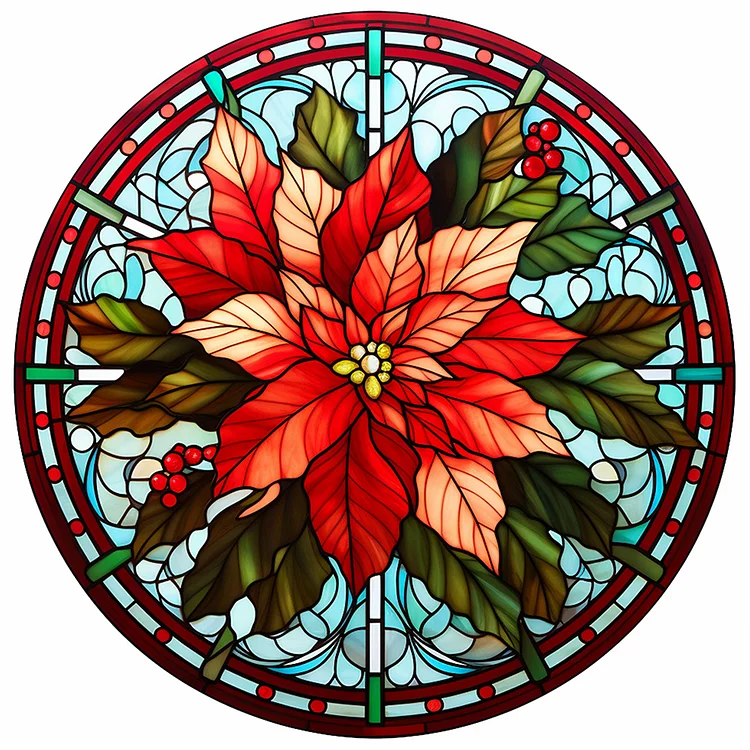 Christmas Safflower Glass Painting 30*30CM(Canvas) Full Round Drill Diamond Painting gbfke