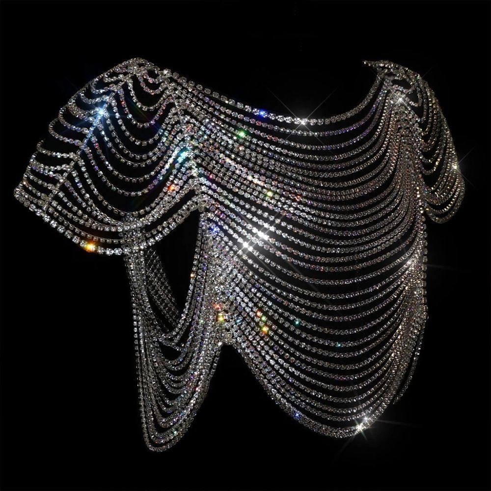 Shiny Rhinestone Nightclub Exaggerated Body Jewelry-VESSFUL