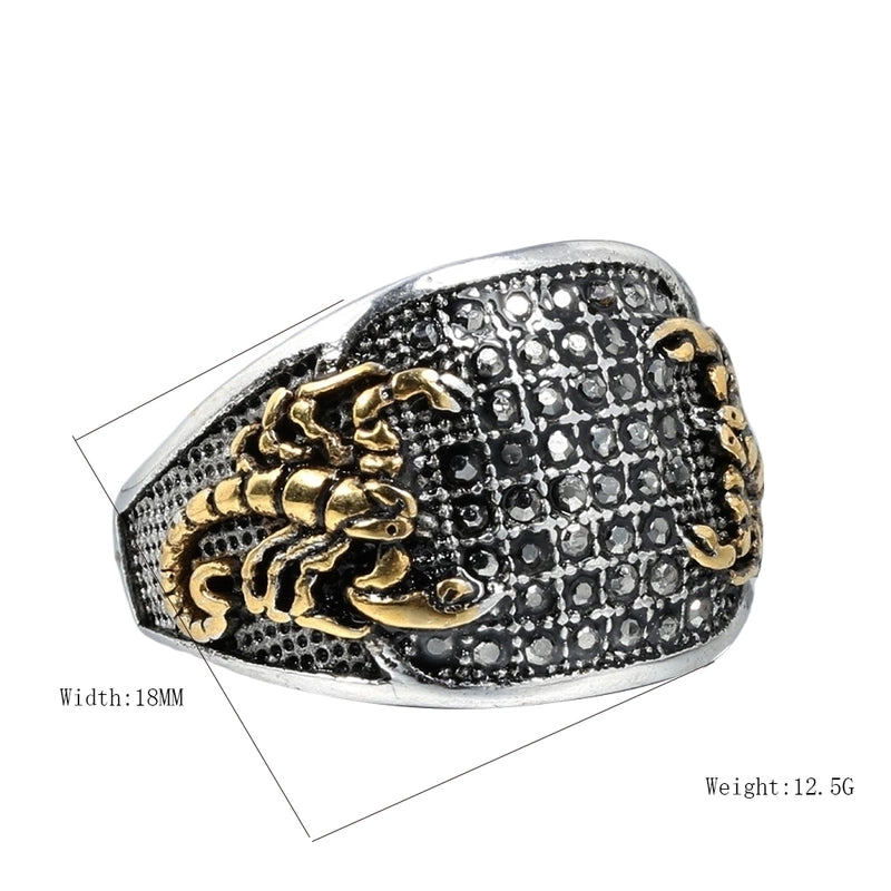 Casual Retro Scorpion 316 Stainless Steel Rhinestones 18K Gold Plated Unisex Rings