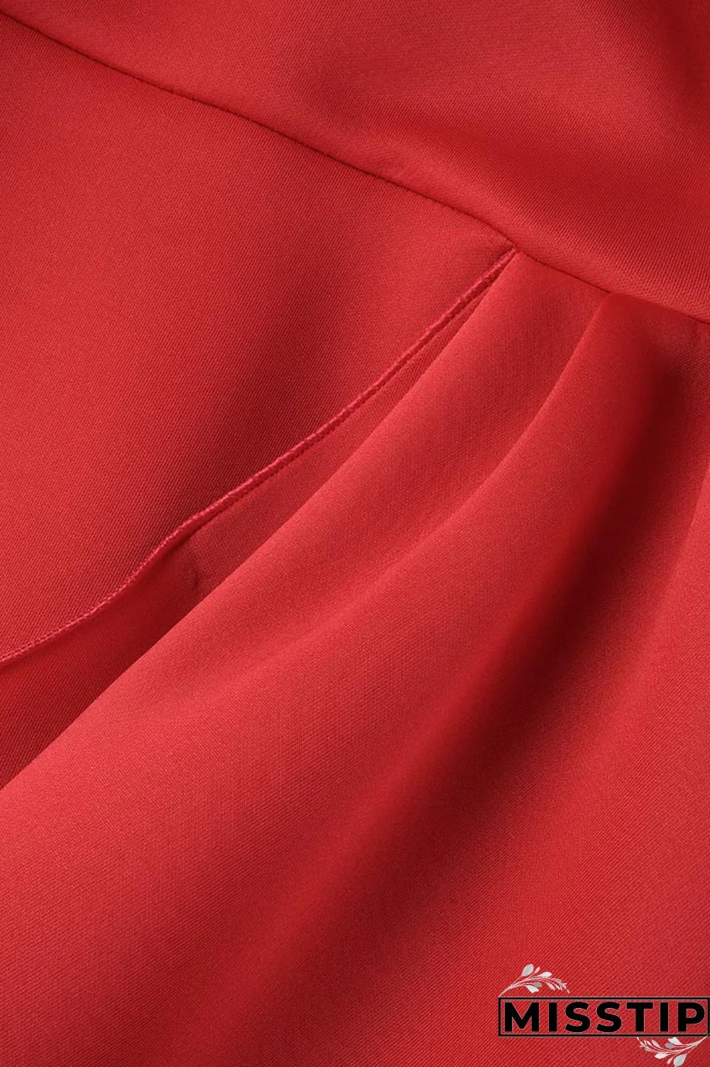 Red Elegant Solid Patchwork Flounce Asymmetrical Oblique Collar Evening Dress Dresses