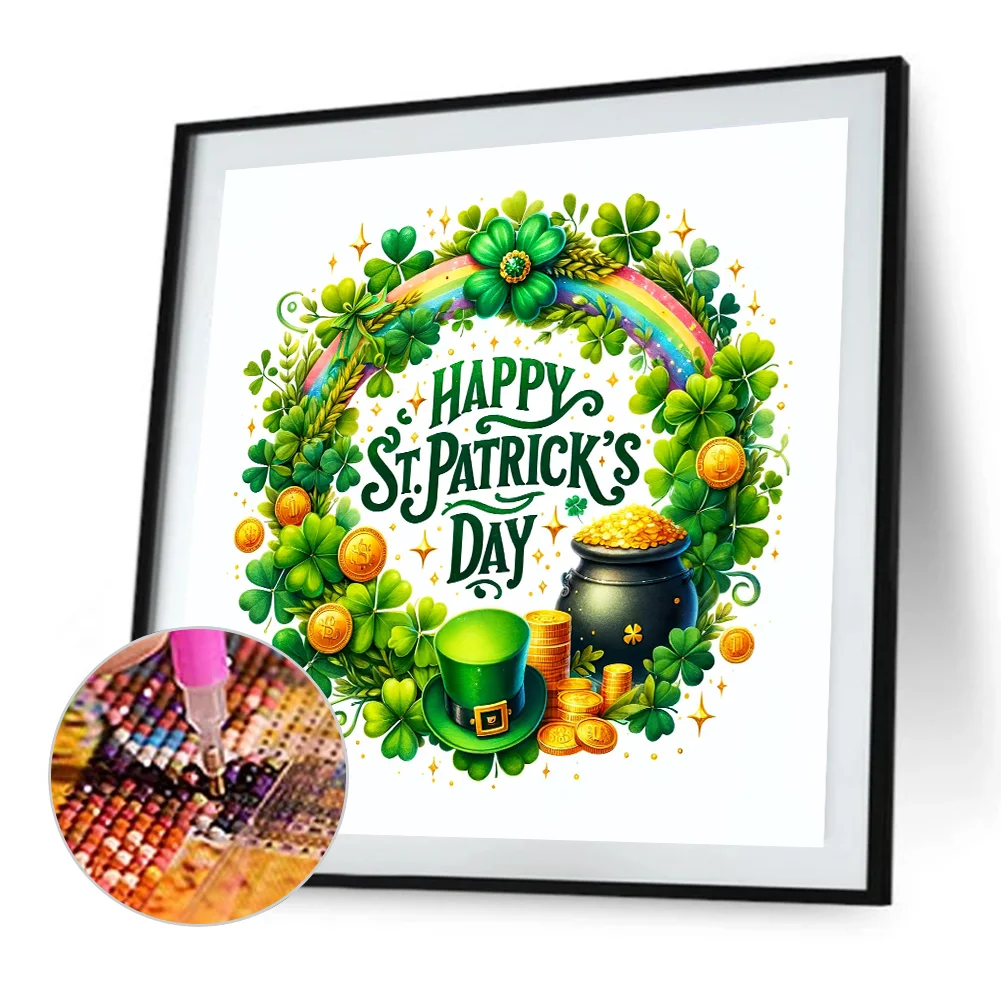 Diamond Painting - Full Square Drill - St. Patrick s Day Wreath(Canvas|45*45cm)