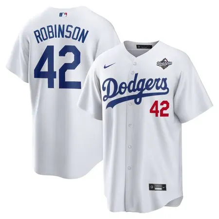 Youth Los Angeles Dodgers #42 Jackie Robinson  White 2025 World Series Home Limited Jersey